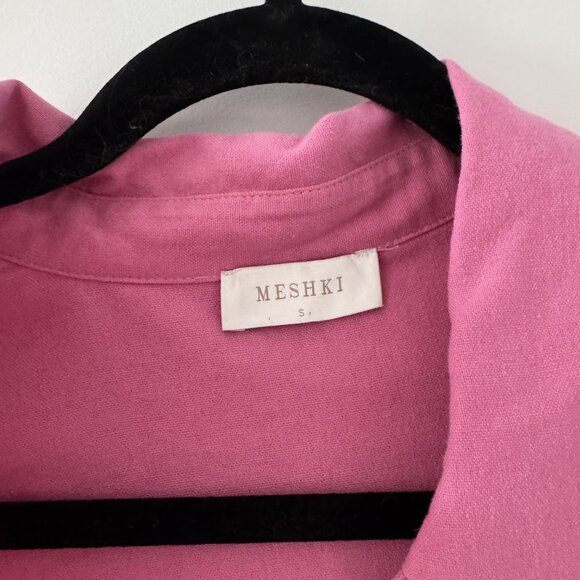 Meshki Orphelia Linen Button Up Shirt in Candy Pink Small - Picture 4 of 4